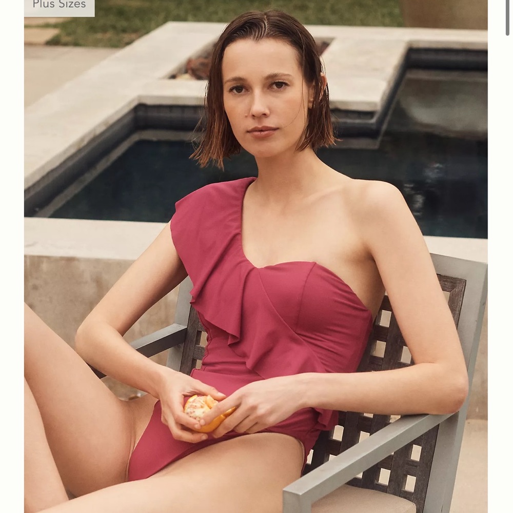 Anthropologie A-symmetrical Flounce One-piece Swimsuit Size Medium NEW